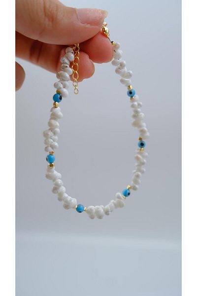 Jerie Seashell and Evil Eye Bead Detail Anklet