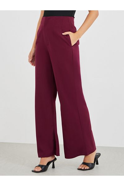 Styli Solid Mid Rise Flare Fit Pants