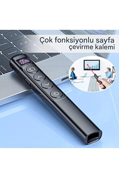 nextbuy Dijital Ekranlı Şarjlı Lazer USB Girişli Sunum Kumandası Laser Pointer S7