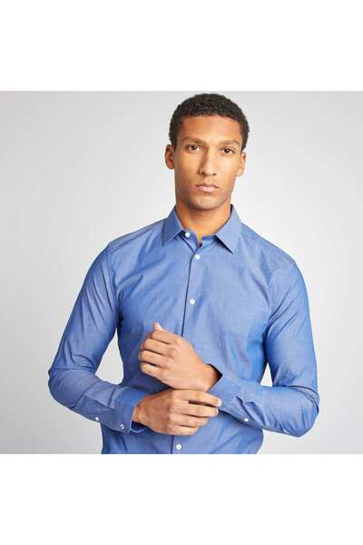 KIABI Slim-fit patterned shirt BLUE