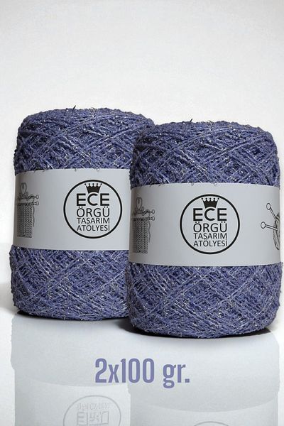 Ece Örgü Tasarım Atölyesi Inspired Color, 2 στρώσεις Italian Boucle Between 1 στρώση Ασημένιο Glitter Mix Καλοκαιρινό Πλεκτό Σχοινί (200 GR.)