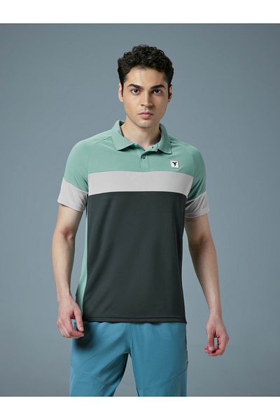 Technosport By Styli Color Block Short Sleeve Slim Fit Polo T-Shirt