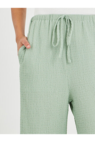 Styli Textured Wide Leg Pants with Drawstring