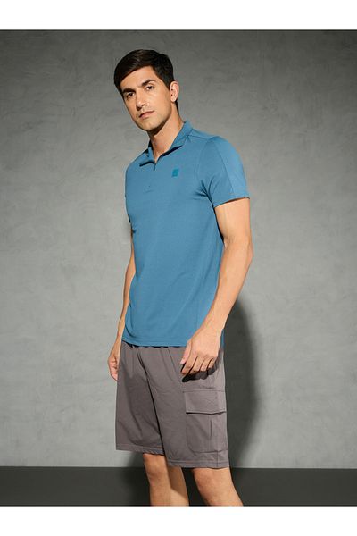 Technosport By Styli Solid 4-Way Stretch Half Zip Front Slim Fit Polo T-Shirt