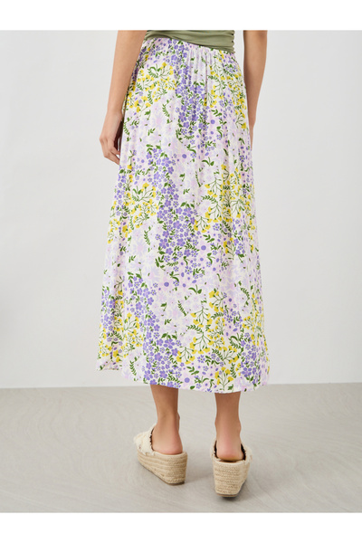 Styli All-Over Floral Print A-Line Midi Skirt