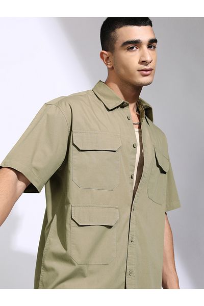 Highlander By Styli Oversized Collared Shirt with Pockets Detail
