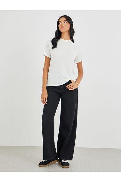 Styli Solid Round Neck T-Shirt