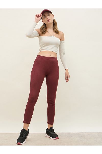 Styli Pointelle Ribbed Ankle Length Leggings