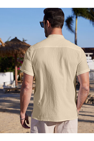 Take Two By Styli Solid Short Sleeve Button Front Pocket Detail Shirt