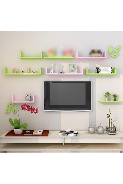 Saharaz 3-Piece DIY U-Style Home Book Shelf 43x10x12 cm Wood,Elegantly Contoured Structure