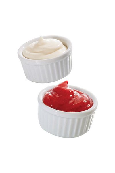 HIC Microwave and Dishwasher Safe Porcelain Kitchen Ramekin Bowl White 1oz