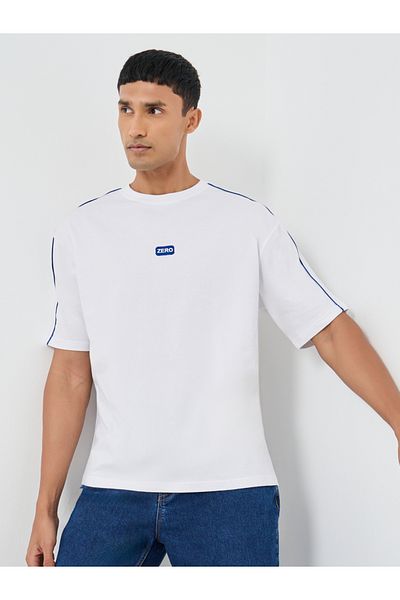 Styli Contrast Shoulder Piping Heavy Jersey Oversized T-Shirt