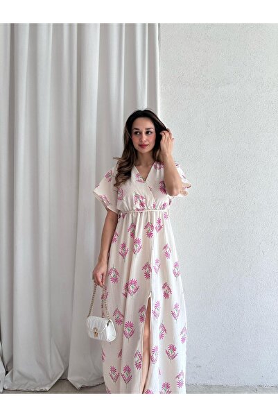 Mooi Butik Φόρεμα ROWAN Midi 3468 - Ροζ