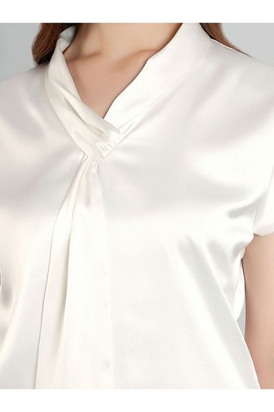 SYVA By Styli Solid Satin Regular Fit Top with Tie Details