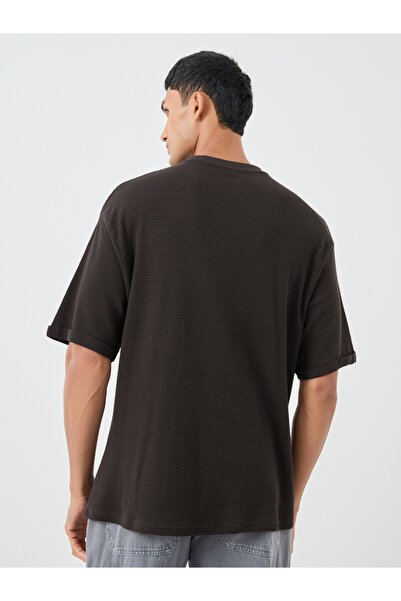 Styli Waffle Knit Oversized T-Shirt with Turn-Up Sleeves