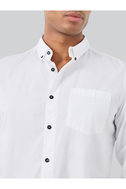 Styli Solid Button Down Regular Fit Poplin Shirt