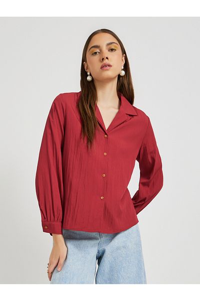 Styli Textured Balloon Sleeve Regular Fit Shirt