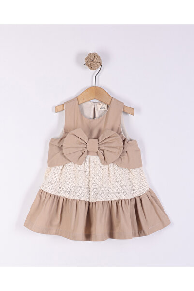 Serkon BABY Baby Girl Dress with Lace Detail and Bow on the Front