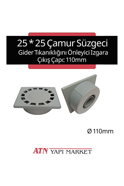 LÜXPAR 25x25 Çamur Sifonu Ø110 Alt Çıkışlı - Yer Drenaj Süzgeci - Gider Tıkan...