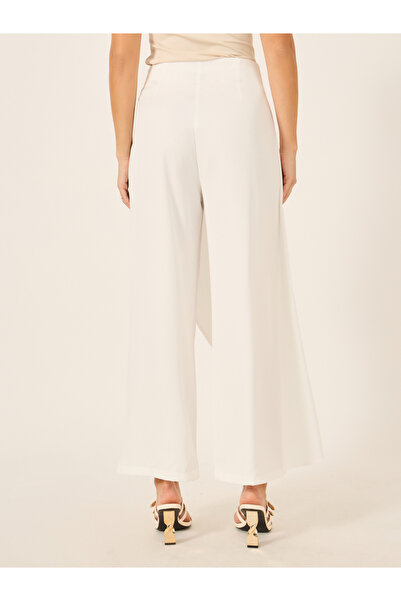 Styli Solid Wrap Overlay Wide Leg Pants with Side Zip