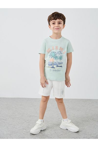 Styli Printed Drawstring Shorts with Pintuck Detail