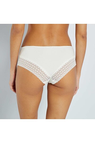 KIABI Pack of 3 cotton and lace boy shorts grey pink