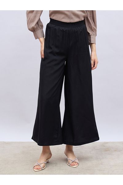Styli Solid Wide Leg Culottes with Elasticated Waistband