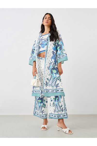 Styli كيمونو مطبوع بأكمام طويلة وقصّة عادية