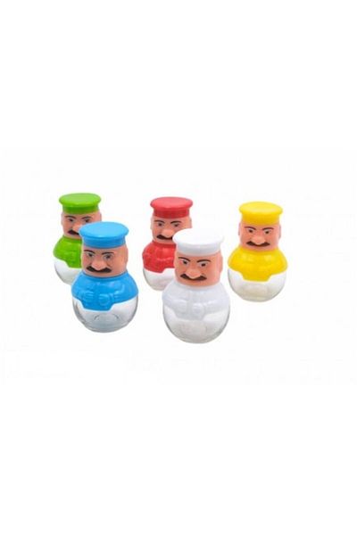 OEM Set of 5 kitchen salt shakers, Glass + Pvc, 8.5x5.5cm, Multicolor
