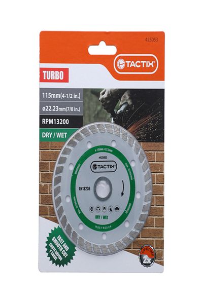 Tactix 13200RPM Break-Resistant Turbo Diamond Blade for Wet and Dry Surface