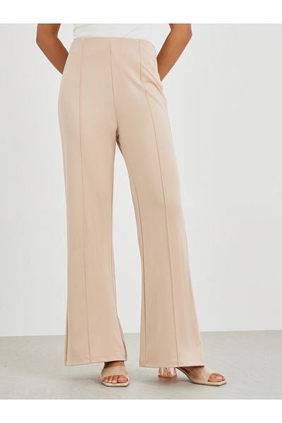 Styli High Rise Wide Leg Pants with Pintuck Detail