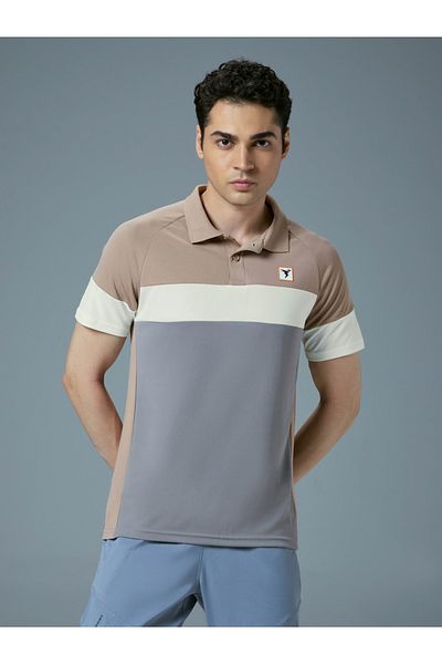Technosport By Styli Color Block Short Sleeve Slim Fit Polo T-Shirt
