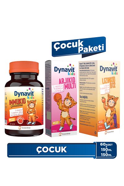 Dynavit Kids Immukid Gummies & Arjikid & Lizinkid - Children's Package