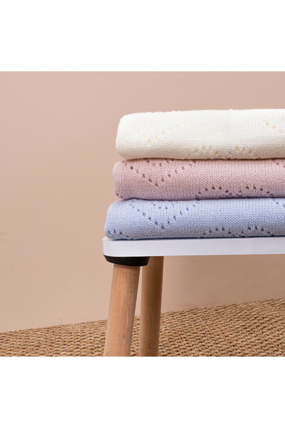 Cumino Heart Patterned Knitting Blanket 80*90 cm