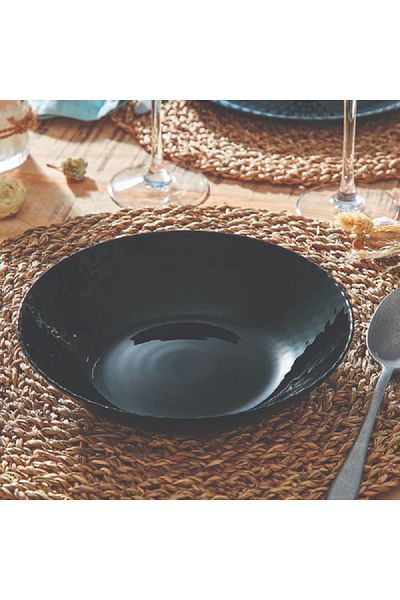 Luminarc Pampille Dishwasher and Microwave Safe Tempered Glass Soup Plate Black 20cm