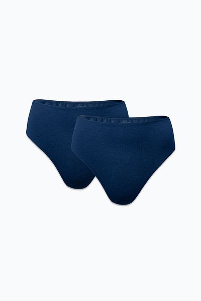 Malabadi Women's Navy Blue Gray 4 Pack Modal High Waist String Thong 4m178