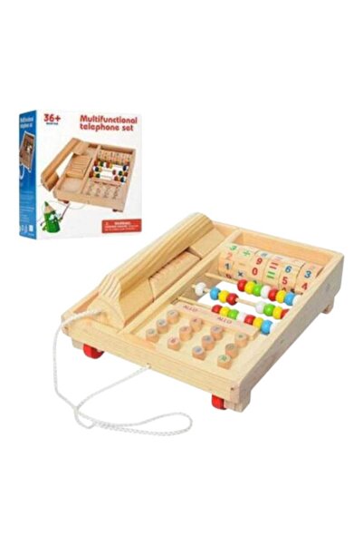 OEM Jucarie Telefon Multifunctional cu Numaratoare, Lemn, 3+