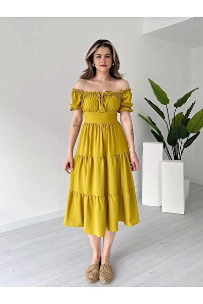 Dks Life Madonna Collar Front Gathered Flounce Layered Ayrobin Dress