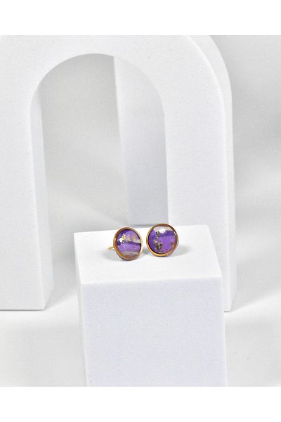 NARRU Handmade NARRU earrings, round, 1.2 mm, lilac and gold, Koralia