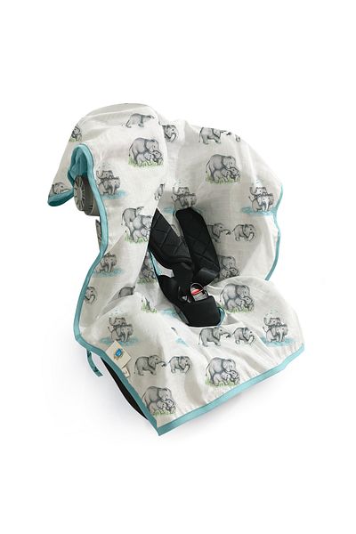 DEUX LAPINS Muslin Stroller & Car Seat Cover - Les Êlêphants