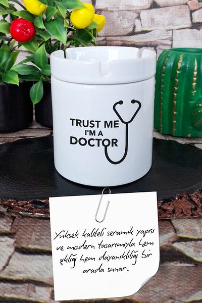 qoeuyl boutique Trust Me I'm A Doctor Τυπωμένο κεραμικό καπάκι άοσμο τασάκι