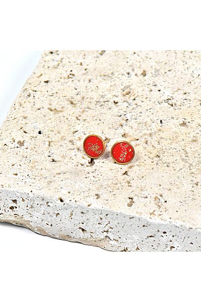 NARRU Handmade NARRU earrings, round, 1.2 mm, gold and red, Koralia