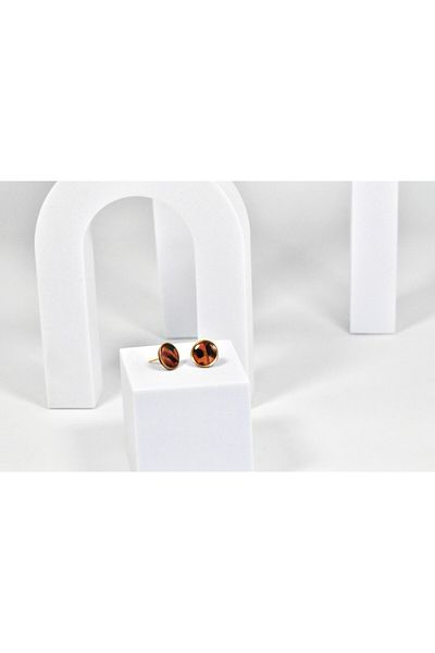 NARRU Handmade NARRU earrings, round, 1.2 mm, copper, black and gold, Koralia