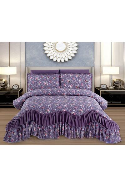 CHIRASO CHIRASO Bedspread Set, Finet Microfiber, Ruffles, 3 Pieces, 220x270cm, 2 Pillowcases 50x70+5cm