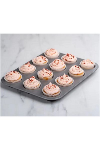 Baker And Salt 12-Cup Muffin Tray Silver