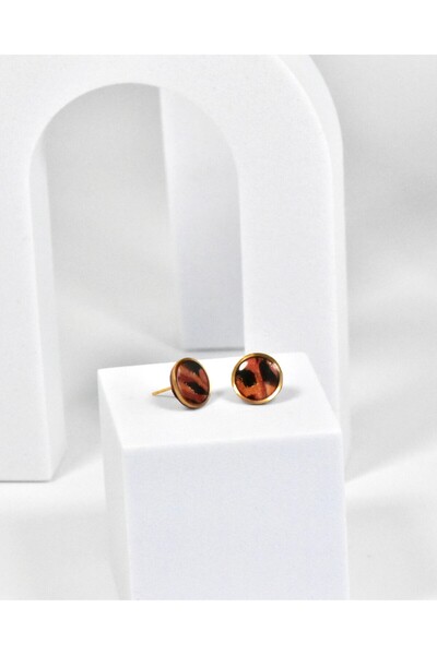 NARRU Handmade NARRU earrings, round, 1.2 mm, copper, black and gold, Koralia