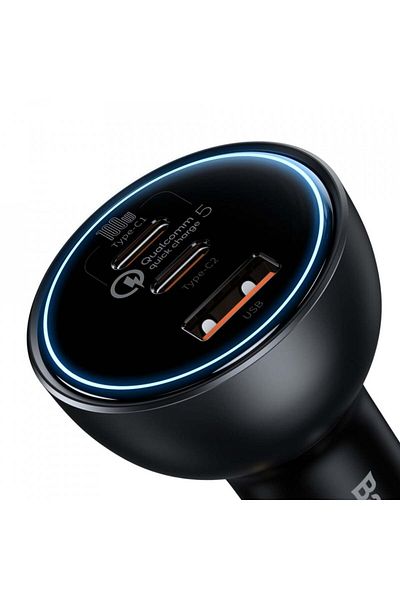 Baseus Car Charger 2xType-C, USB, Type-C Cable, (TZCCZM-0G) - Black