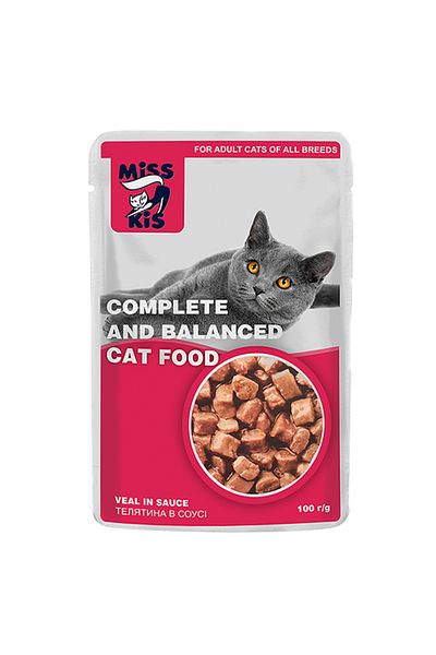 OEM Wet cat food with veal, Adult, Miss Kis, 100 gr