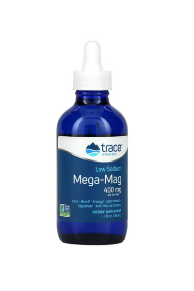 Trace Minerals Mega-Mag 400mg Conținut scăzut de sodiu 118ml - Oligoelemente