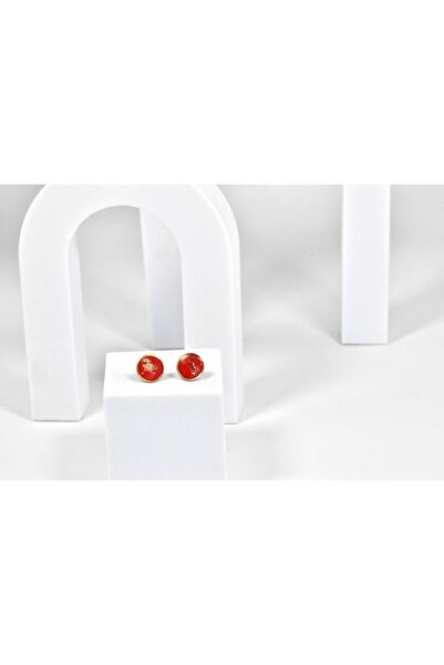 NARRU Cercei NARRU lucrati manual, rotunzi, 1.2 mm, auriu si rosu, Koralia